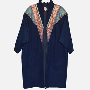 Vintage SUNDANCE Denim Wear Southwestern Open Front Studded Jacket Size S